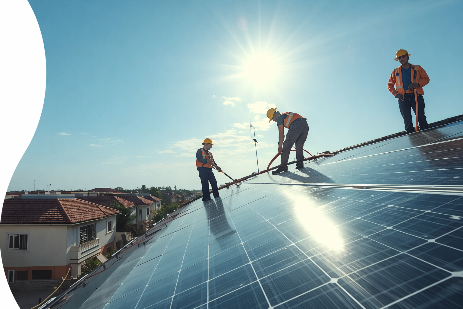 Solar panels installed on Indian homes generating clean energy